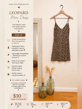 🤎🐆 Wildly Cute Leopard Print Mini Dress | Size M ✨